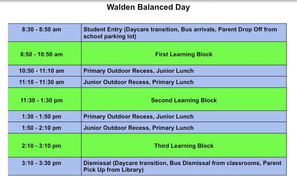 Balanced School Day - Walden Public School